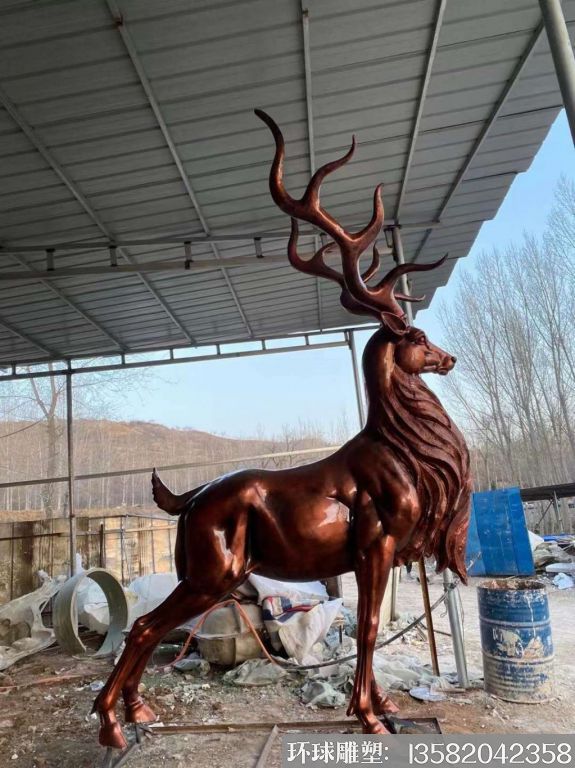 铸铜麋鹿雕塑加工厂家 动物麋鹿雕塑款式造型